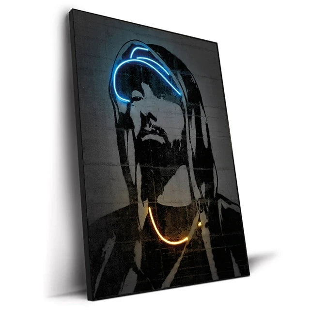 Canvas Print Art Poster Neon Design Rapper Hip Hop Singers Poster Wall Art Bar Home Decor