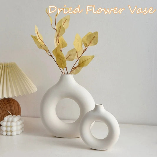 Artificial Ceramic Pure White Vase Decorative Vasen Single Branch Flower Arranging Ornament