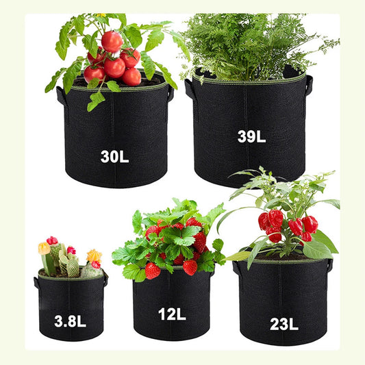 3.8/23/30/39 Litres Fabric Plant Pots Grow Bags Breathable Plant Bag Gardening Tomato Strawberry Planting Pot