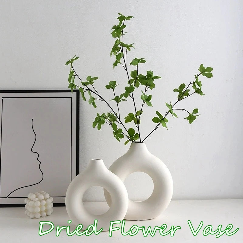 Artificial Ceramic Pure White Vase Decorative Vasen Single Branch Flower Arranging Ornament