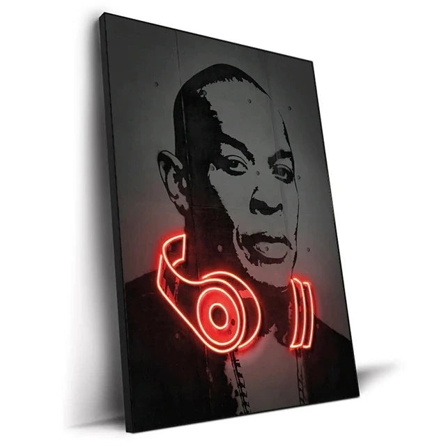 Canvas Print Art Poster Neon Design Rapper Hip Hop Singers Poster Wall Art Bar Home Decor