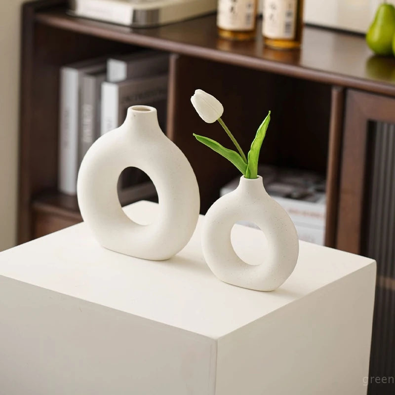 Artificial Ceramic Pure White Vase Decorative Vasen Single Branch Flower Arranging Ornament