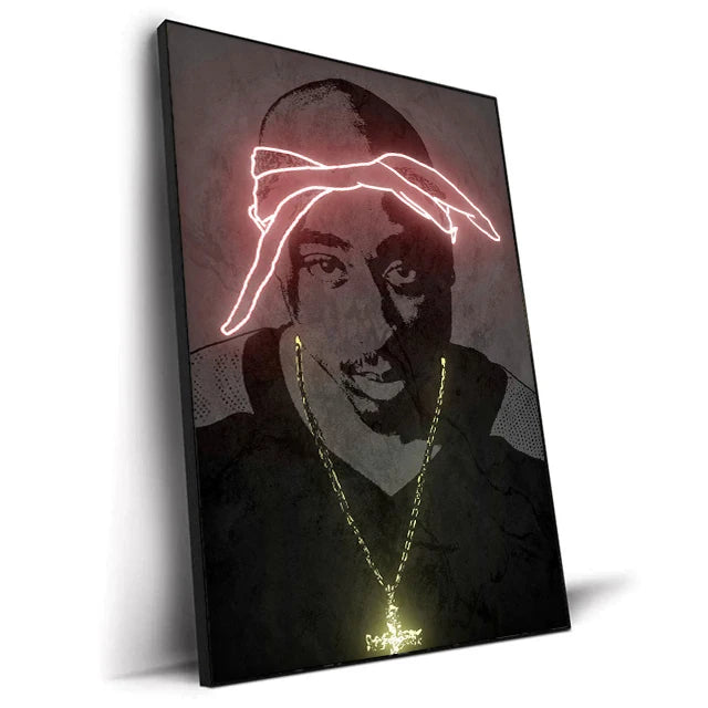 Canvas Print Art Poster Neon Design Rapper Hip Hop Singers Poster Wall Art Bar Home Decor