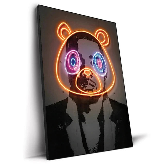 Canvas Print Art Poster Neon Design Rapper Hip Hop Singers Poster Wall Art Bar Home Decor