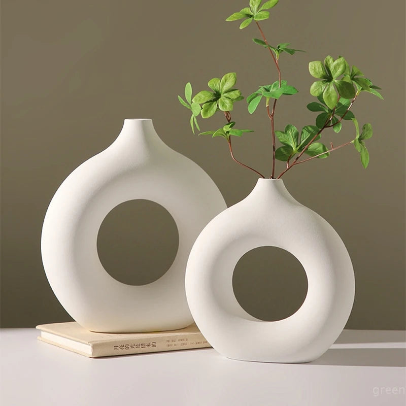 Artificial Ceramic Pure White Vase Decorative Vasen Single Branch Flower Arranging Ornament