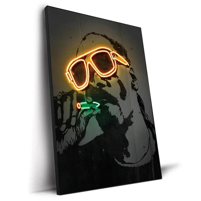 Canvas Print Art Poster Neon Design Rapper Hip Hop Singers Poster Wall Art Bar Home Decor