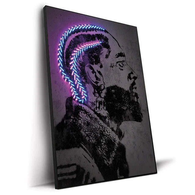 Canvas Print Art Poster Neon Design Rapper Hip Hop Singers Poster Wall Art Bar Home Decor