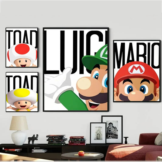 Classic Art Mario Poster Prints Paintings Wall Picture Living Room Kids Bedroom Home Decor Cuadros