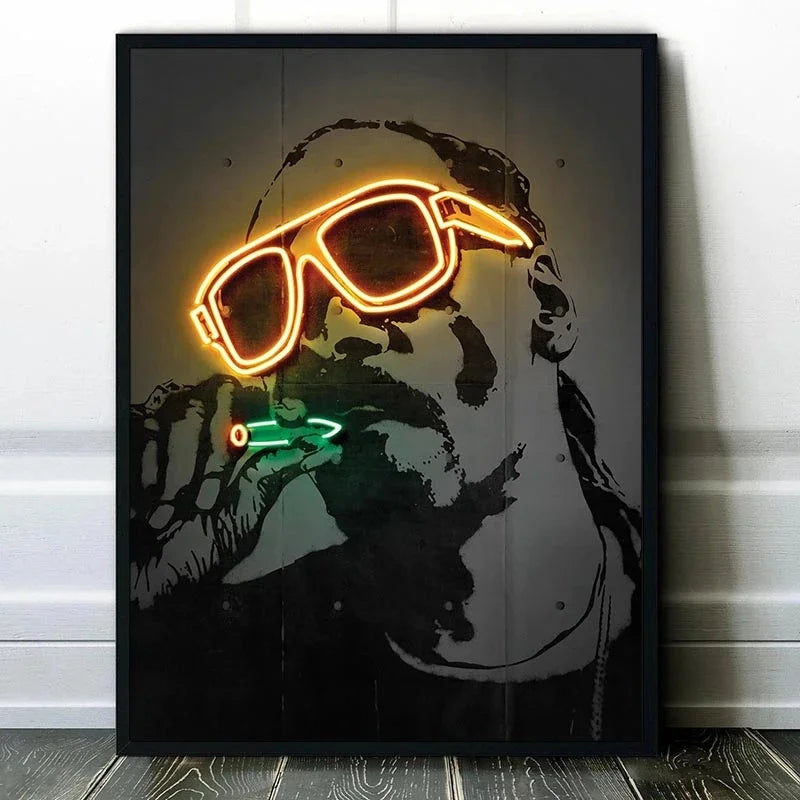 Canvas Print Art Poster Neon Design Rapper Hip Hop Singers Poster Wall Art Bar Home Decor