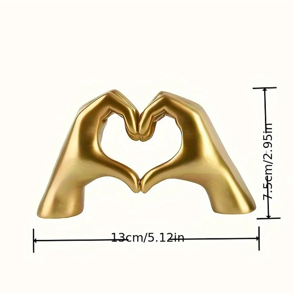 Heart Shaped Hand Gesture Sculptures Desktop Ornament Sculpture Figurines Nordic Light Luxury Art Crafts Office Home Decoration