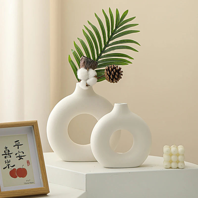 Artificial Ceramic Pure White Vase Decorative Vasen Single Branch Flower Arranging Ornament