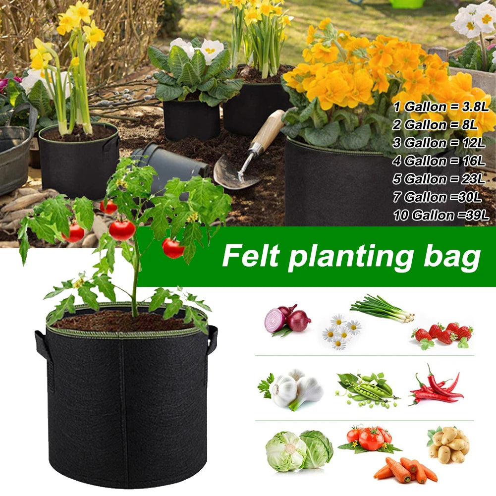 3.8/23/30/39 Litres Fabric Plant Pots Grow Bags Breathable Plant Bag Gardening Tomato Strawberry Planting Pot